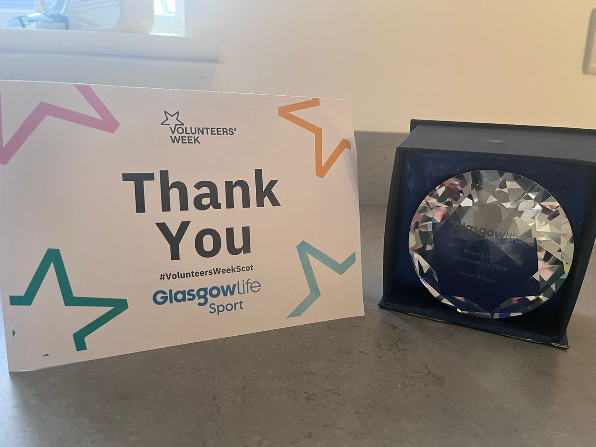 whitacreswolves's tweet photo. Huge congratulations to Owen who won ‘unsung hero’ award for national volunteers week and was presented with a Thank You card and trophy from Glasgow Life last night. 

Owen gives up his time to support our Friday sessions and great way to be recognised 

Well done 👏🏻 https://t.co/oNwsAiwO2O