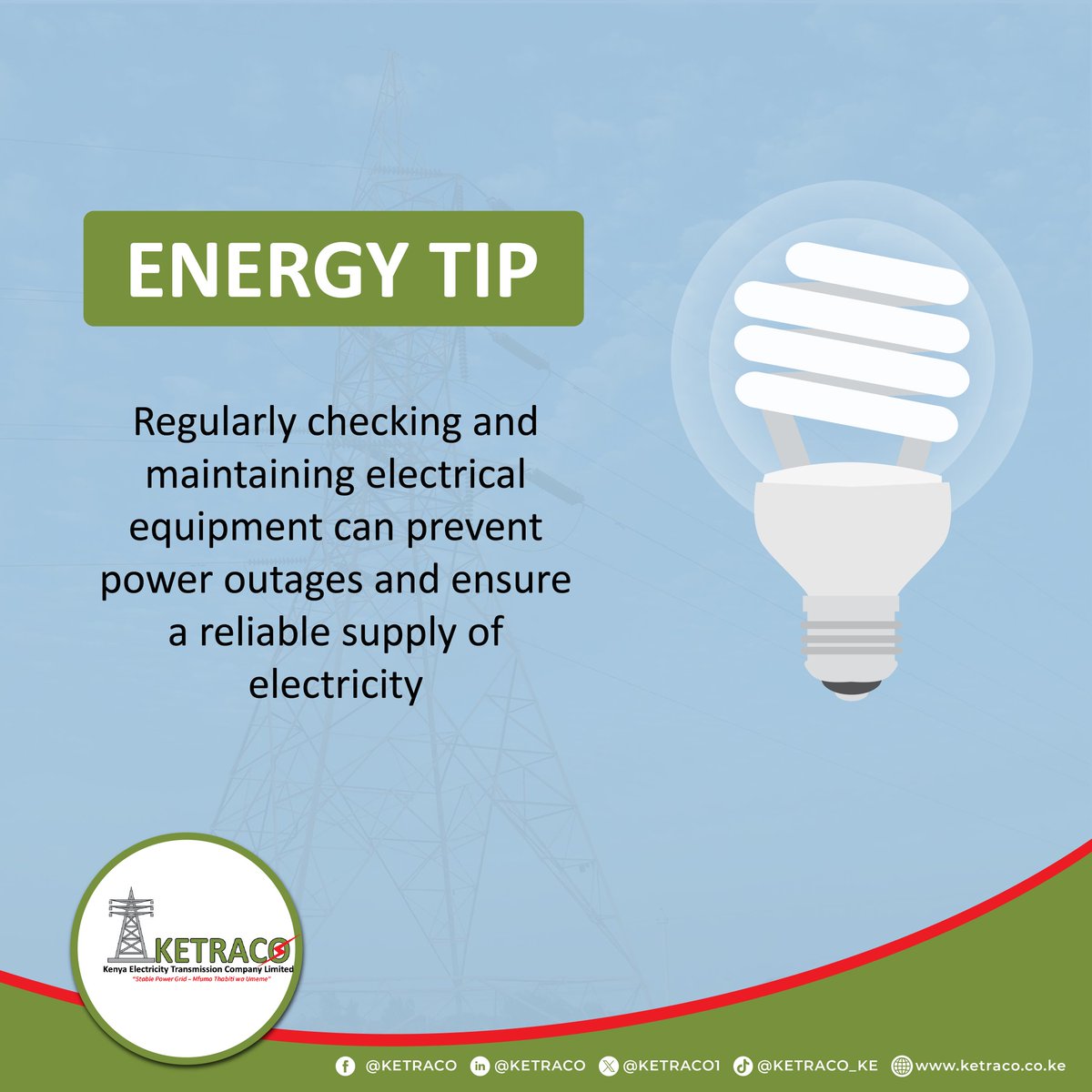 KETRACO1's tweet photo. #Tipoftheday
#KETRACO #EnergyTip #Stablepower https://t.co/3PECG9xZoc