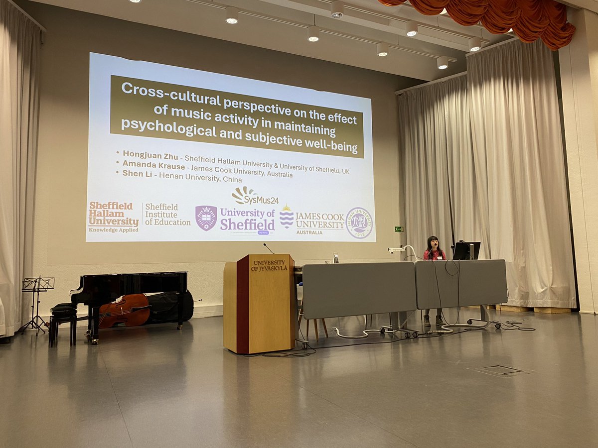 Minna Huotilainen (@minnahuoti) on Twitter photo When you let students organise an international conference all by themselves, it’s gonna be ⭐️fabulous⭐️
Hongjuan Zhu speaking about their study on how participation in musical activities may help students’ mental health.
<a href="/SysMus_Conf/">SysMus_Conf</a> <a href="/CoE_MMBB/">Music, Mind, Body and Brain</a> <a href="/EduSciHelsinki/">Faculty of Educational Sciences, Univ. of Helsinki</a> #music #health When you let students organise an international conference all by themselves, it’s gonna be ⭐️fabulous⭐️
Hongjuan Zhu speaking about their study on how participation in musical activities may help students’ mental health.
<a href="/SysMus_Conf/">SysMus_Conf</a> <a href="/CoE_MMBB/">Music, Mind, Body and Brain</a> <a href="/EduSciHelsinki/">Faculty of Educational Sciences, Univ. of Helsinki</a> #music #health