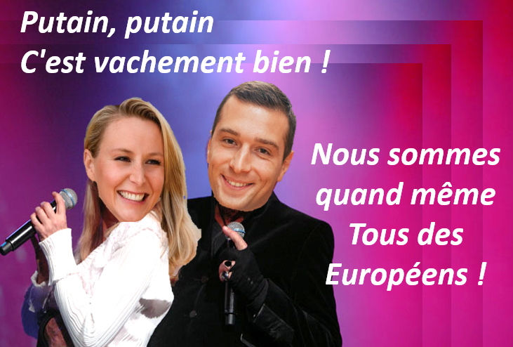 kiki2laro's tweet photo. Parmi les pires choses : une belle chanson avec de mauvais interprètes.
#Arno #Putainputain #Européennes2024 #MarionMaréchal #JordanBardella https://t.co/LancyPUDAj