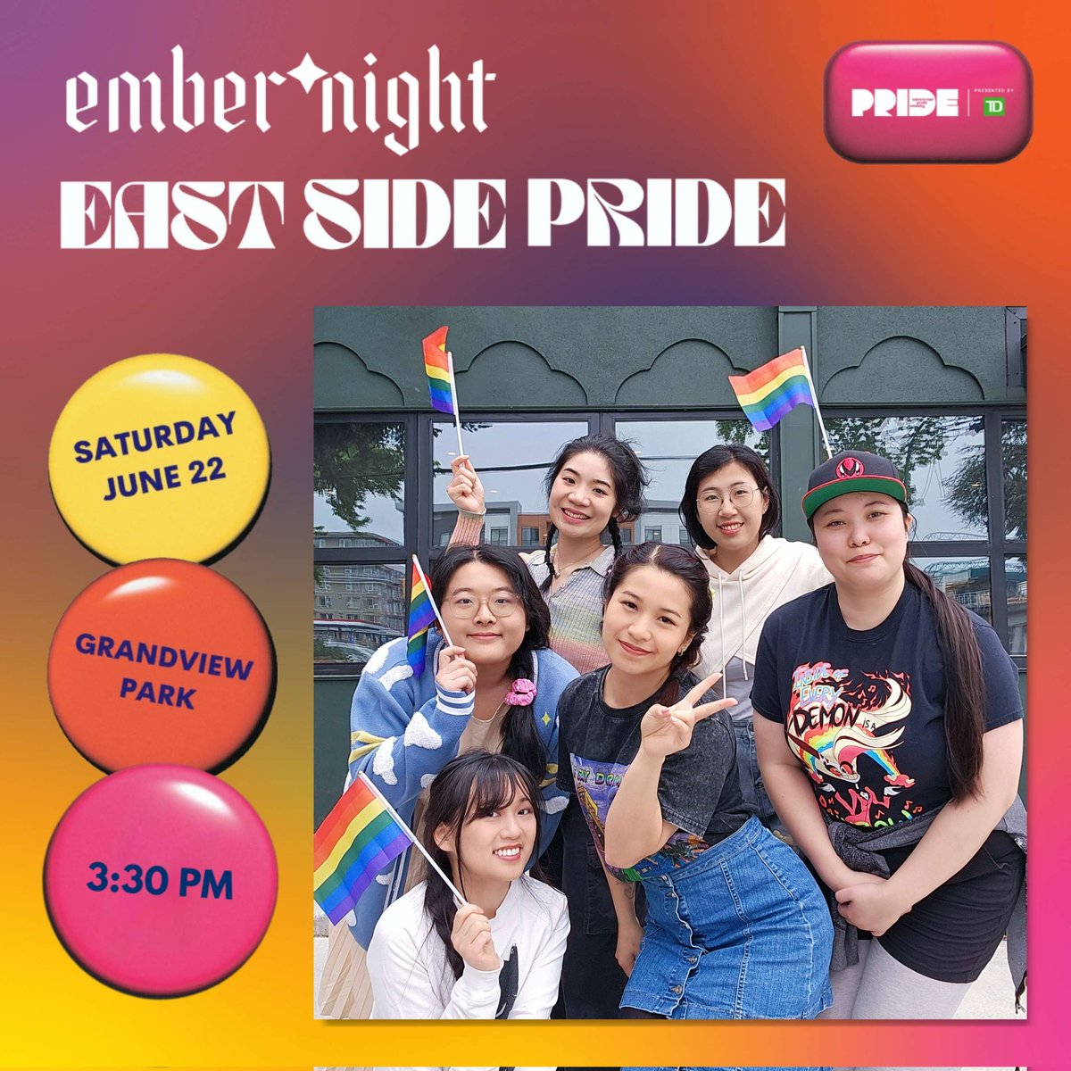 Happy Pride Month! 🏳️‍🌈 We're excited to announce that we will be performing at our first ever Pride event! 
Come see us live on June 22nd, 3:30pm, at East Side Pride. We're honored to be part of this event and can't wait to share our music and passion with you all ❤️🧡💛💚🩵💙💜