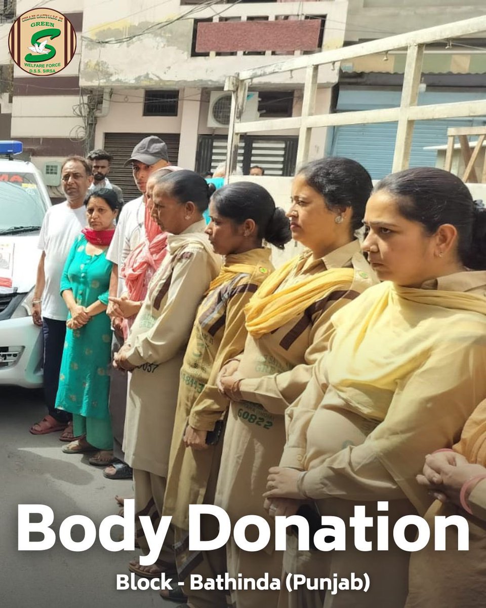 GreenSwelfares's tweet photo. A Shah Satnam Ji Green ’S’ Welfare Force Wing volunteer from Bathinda, Punjab, recently made a remarkable contribution to healthcare through posthumous body donation for medical research. This selfless act serves as a powerful reminder of the immense benefit such donations provide. Donated bodies are crucial for training future doctors and scientists, allowing them to gain hands-on experience that translates to better patient care and advancements in medical treatments. #MedicalResearch #BodyDonation #Derasachasuada