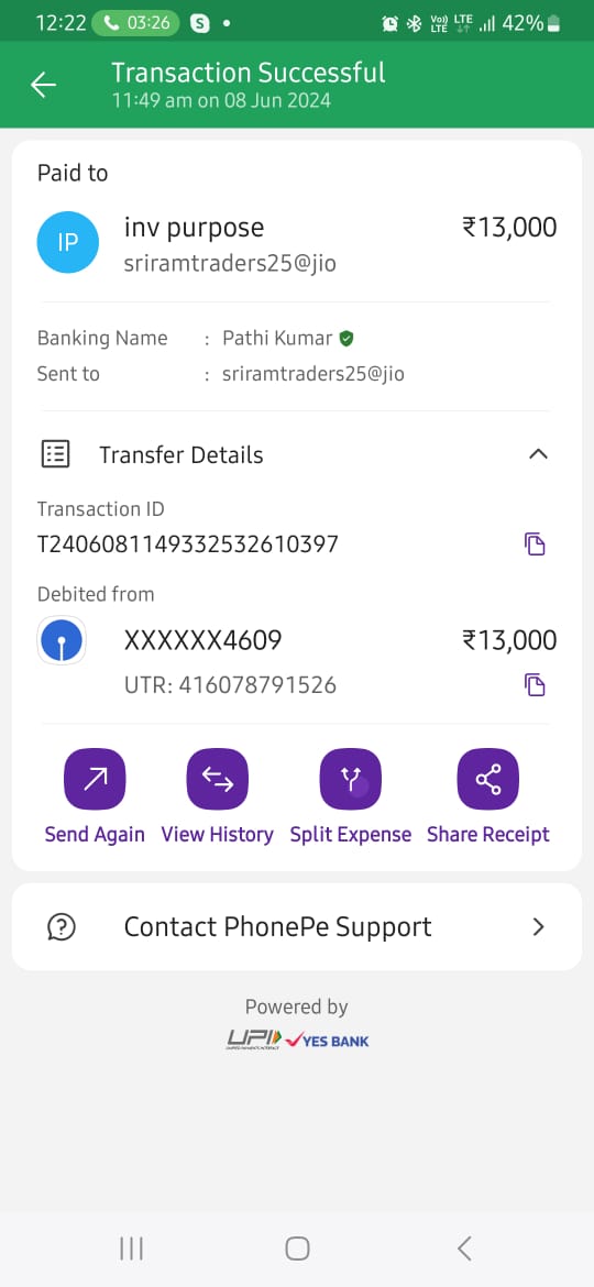 ChandanDdwivedi's tweet photo. @cyberpolice_up dear sir pls 
sriramtraders25@jio name ki ID se 
13000 rs ki fraud hua hai  phone pay se 8 June 11 ,49 am par pls sir uchit karahi kare  
Skype ID se call aya tha mumbai police ki taraf se live:.cid.54a38570a5ba39d https://t.co/LAbrnlofv1