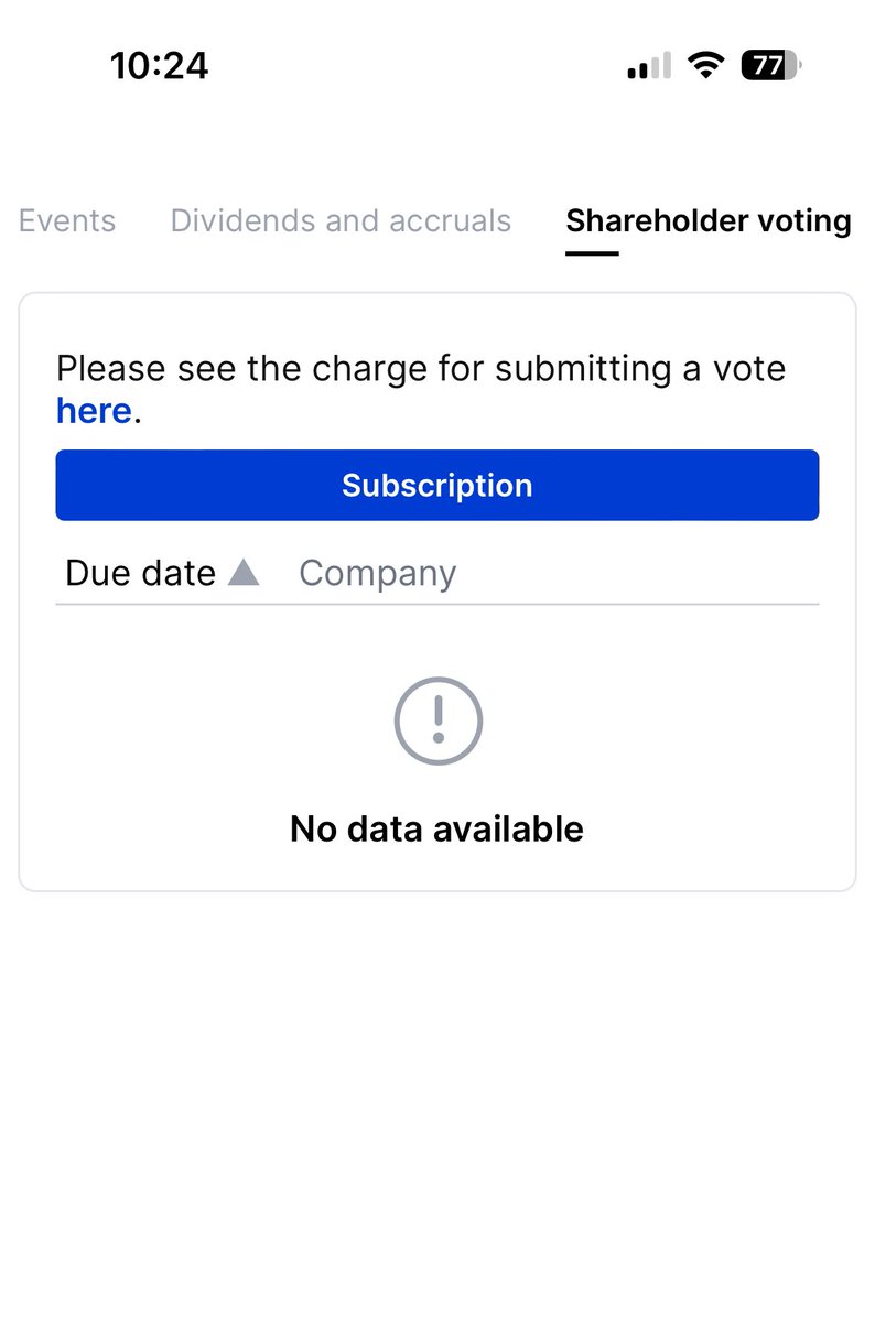 matijake's tweet photo. @alex_avoigt Has anyone voted successfully through @saxobank in Europe? Signes up for subscription, contacted support. After 48h, no voting options and no response from support.

@TeslaBoomerMama https://t.co/immCCAO25g