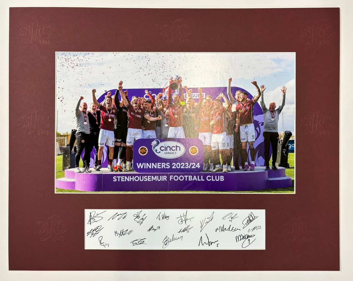 First4frames's tweet image. First4frames have been working with Stenhousemuir Football club to create something unique to celebrate their 140 years &amp;amp; their big win. These are printed to high quality, dry mounted &amp;amp; have a unique mount with their new logo embossed into the mount.
