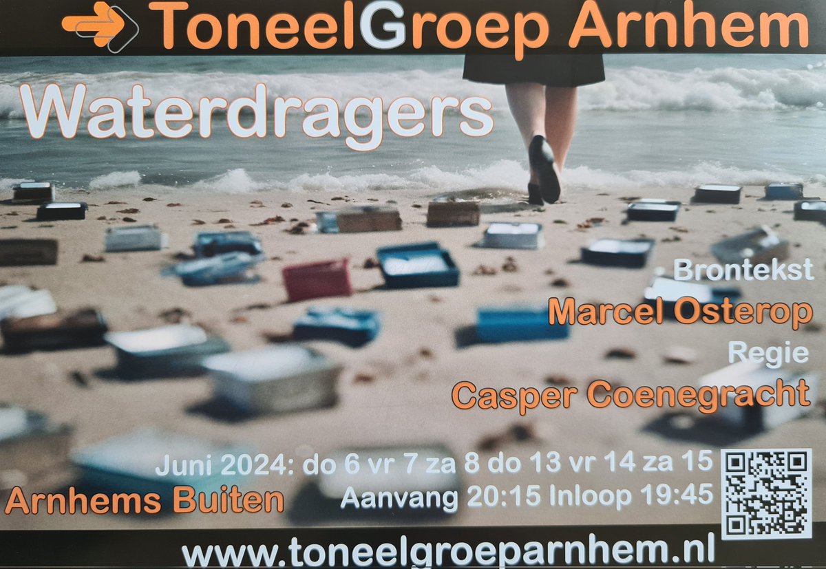 Vanavond onze 3de #voorstelling in de rij van 6: Waterdragers <a href="/ArnhemsBuiten/">ArnhemsBuiten</a>. Vanavond zijn we UITVERKOCHT, nou ja nog 1 kaartje dan. Wil je komen kijken en luisteren reserveer dan snel voor de 3 vanaf donderdag 13-6. Anders is het vol=vol. Ga naar toneelgroeparnhem.nl.