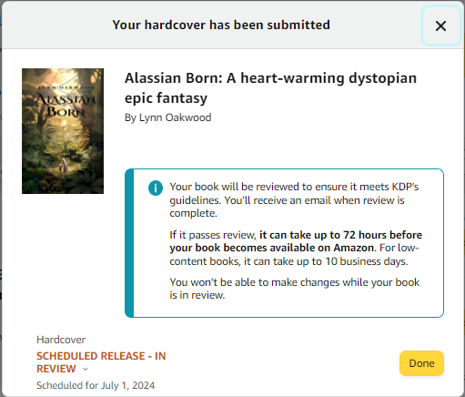 LynnWritesBooks's tweet photo. It is happening! There is no turning back! 🤩

The hardcover version of Alassian Born is now set for scheduled release on July 1st. The book will become visible on Amazon on this date.

(Info about paperback and eBook will follow.)

#epicfantasy #amazonkdp #WritingCommunity https://t.co/7zu1knAS03