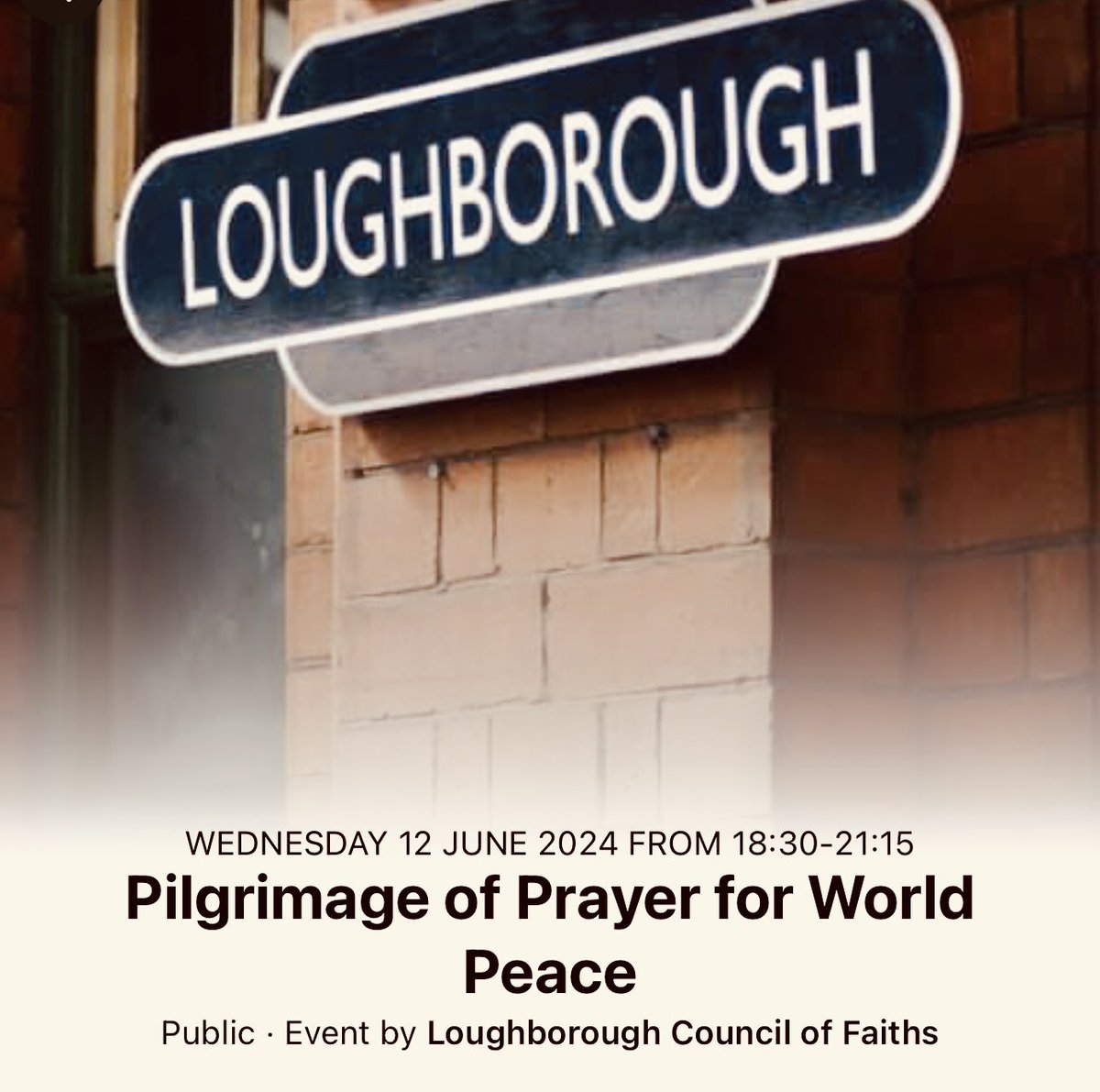 LCoFaiths's tweet photo. Walk with us on the annual Pilgrimage of Prayer for World Peace
18:30 Gurdwara Sahib, Clarence St
19:05 Brahma Kumaris, Boyer St
19:40 Loughborough Mosque, King St
20:20 Baptist Church, Baxter Gate
20:50 Geeta Bhawan Hindu temple, Lemyngton St
Join in &amp; drop out at any point https://t.co/8hHGm31U6A