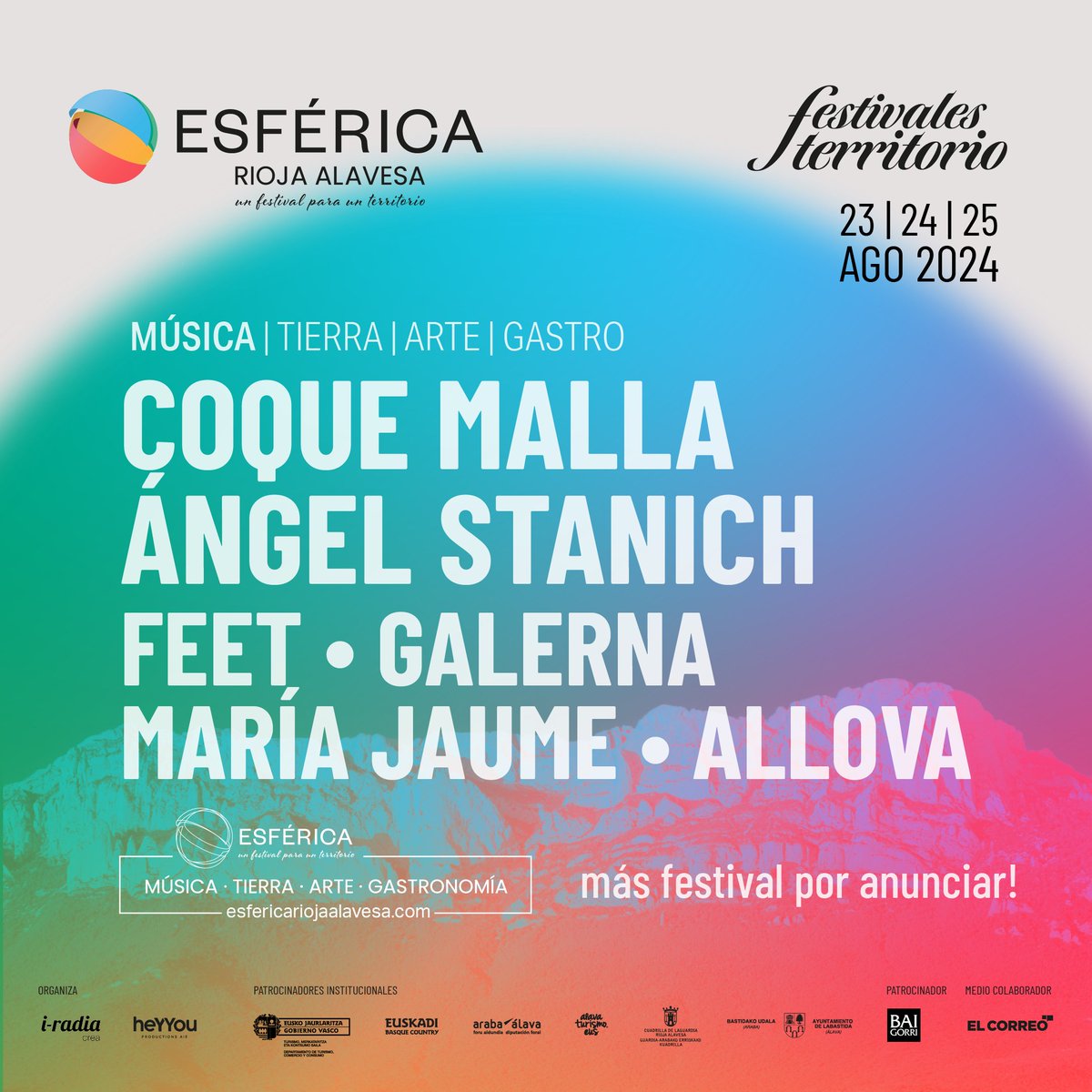 josemarirey's tweet photo. 💥💥💥📢@angelstanich es uno de los primeros nombres anunciados en el @esfericaRA  2024.

📍Rioja Alavesa
📆23-24-25 de Agosto
🎟️👉https://t.co/GpeMYzZHCz https://t.co/DPqGVpqzr0