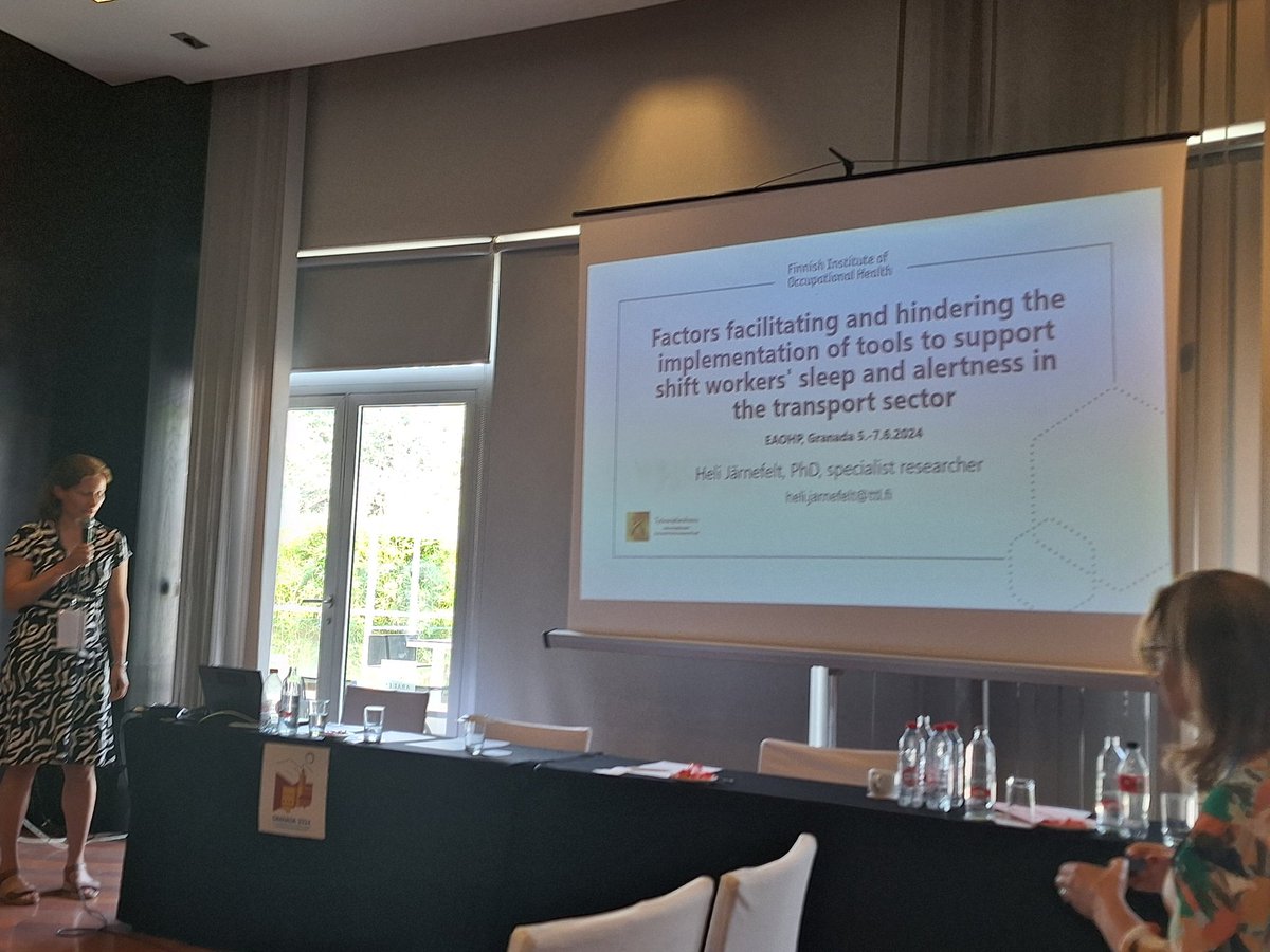 <a href="/helijarnefelt/">Heli Järnefelt</a> <a href="/fioh/">FIOH</a> presents our implementation study on how to support shift workers #sleep and #alertness in the transport sector @ #eaohp2024 conference #research #OccupationalSafety
