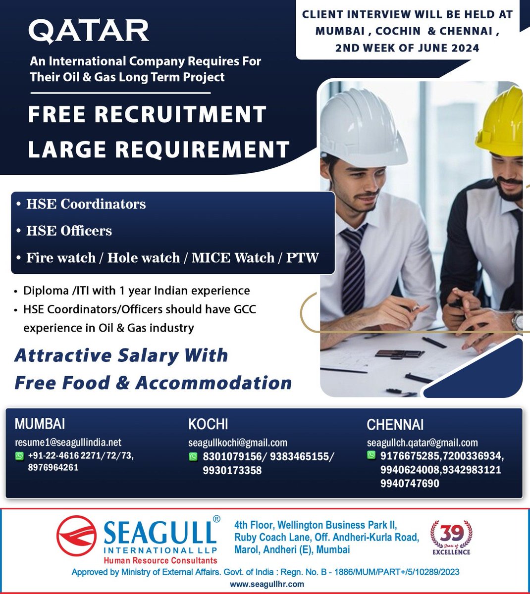 hrd1_seagull's tweet photo. 🇶🇦Qatar Jobs
✔Free Recruitment
‼️ Large Requirement
💻 Client Interview Will Be Held At Mumbai , Cochin & Chennai on 02nd Week Of June 2024
📍Location - Mumbai , Kochi & Chennai
.
.
#qatarjobs #seagull #hsecoordinators #hseofficers #firewatch #micewatch #ptw https://t.co/x3XrcNEWln