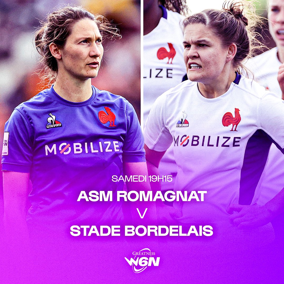 ASM Romagnat 🆚 Stade Bordelais

L’affiche de la finale en <a href="/Elite1Feminine/">Elite 1 Féminine</a>, ce samedi, à 19h15 🔥

#SixNationsRugby
