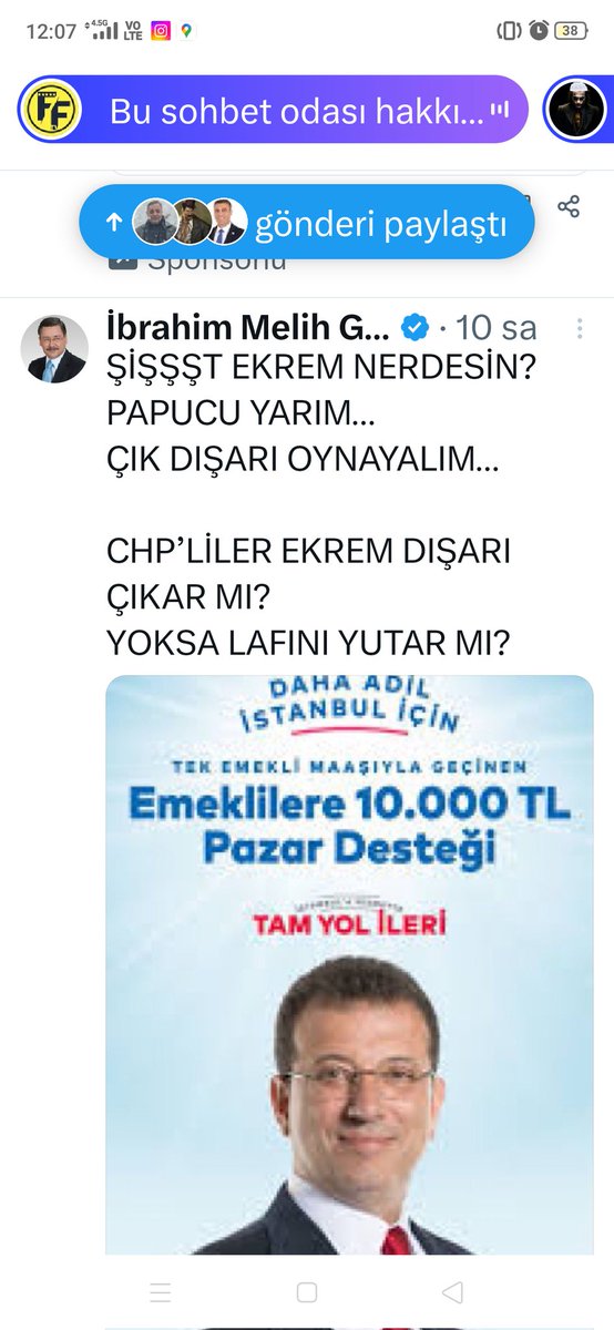 Şu tweeti atan kişi ülkenin başkentinde B.B başkanlığı yaptı.

Okul öncesi bebeleri gibi "Pabucu yarım çık dışarı oynayalım" falan nedir ya!
Ayıp!
Zamanında oturduğu o makam koltuğu utanır! 

Gelecekte bizim nesil için hiç iyi şeyler yazılmayacak.

<a href="/ekrem_imamoglu/">Ekrem İmamoğlu</a>
<a href="/06melihgokcek/">İbrahim Melih Gökçek</a>