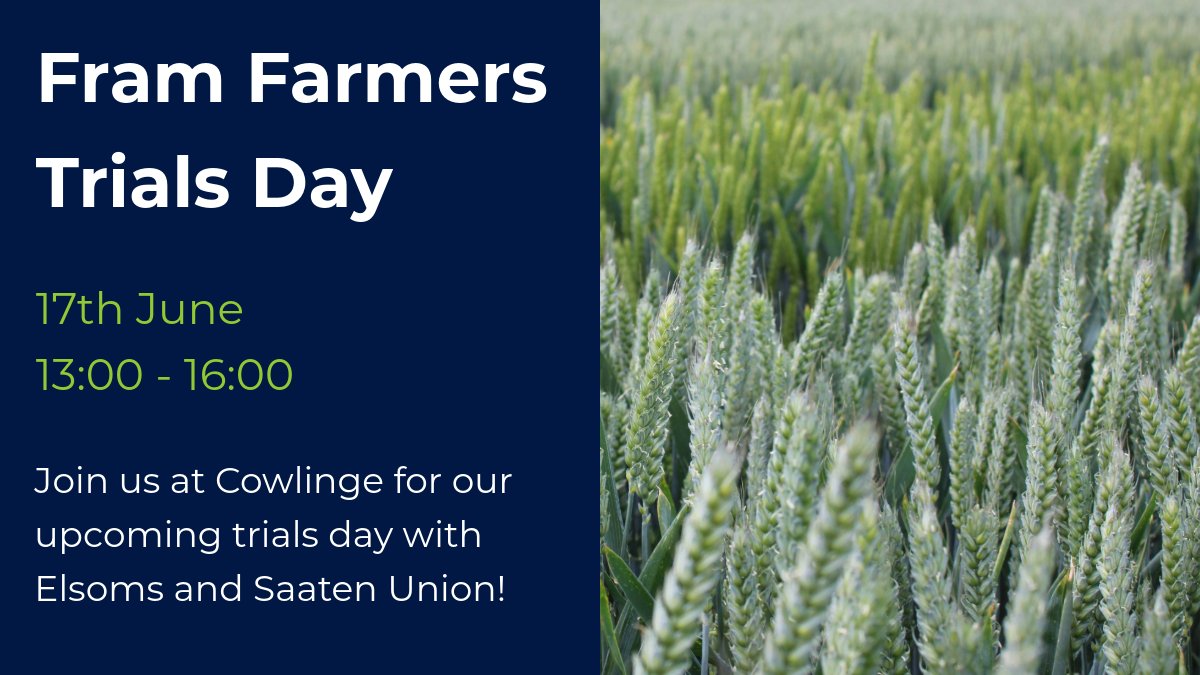 Join us for our Trials Day! 🌾

🗓️ 17th June | 🕰️ 13:00 - 16:00
📍 Rosalie Field Station, Cowlinge, Newmarket CB8 9QA

Sign up here ➡️ app.smartsheet.com/b/form/a82c585… 

#FramFarmersEvents #TrialsDay2024 #Agriculture #Farming