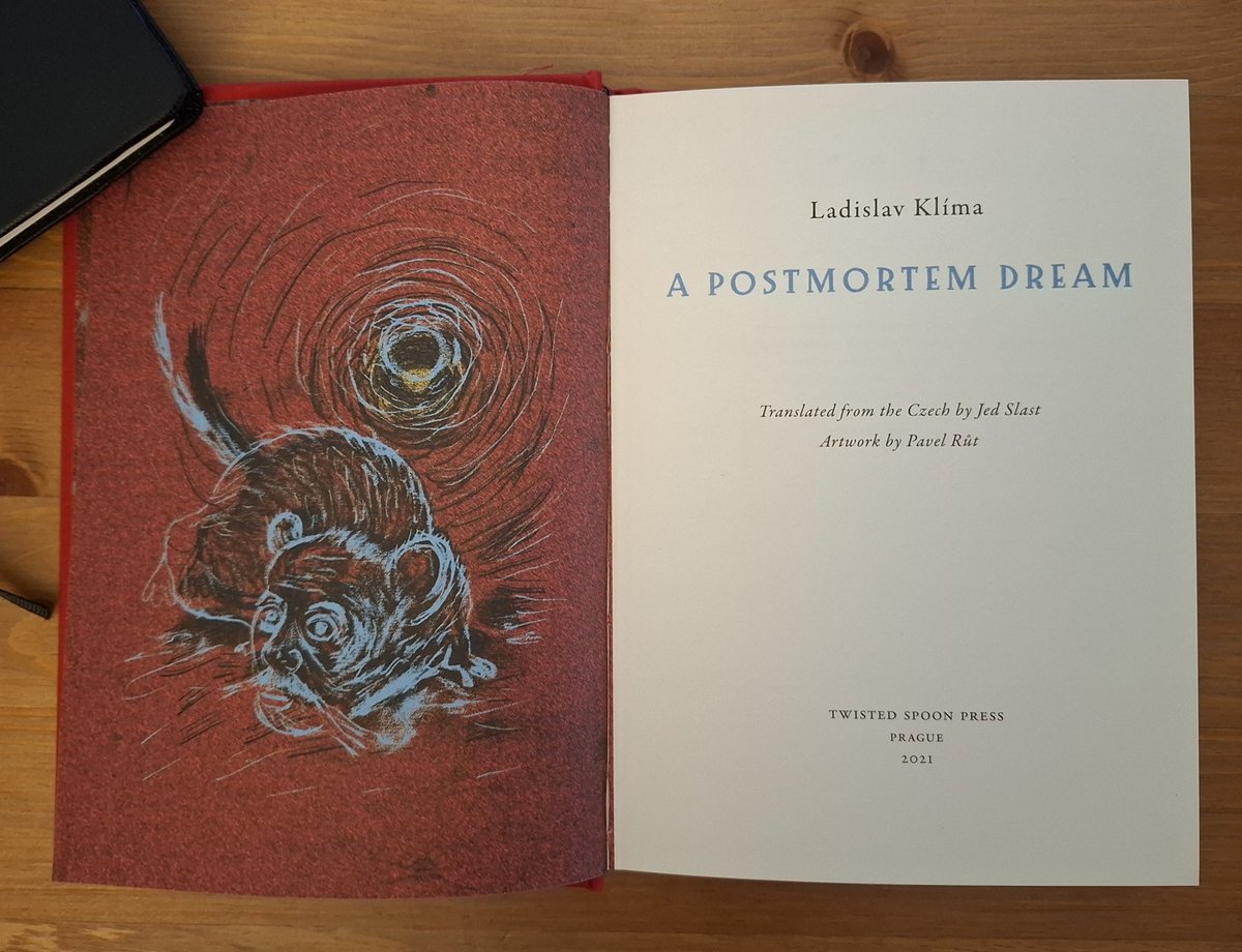 Staurday morning read: Ladislav Klíma's A Postmortem Dream, tr. Jed Slast and artwork by Pavel Růt. Immediately added this to my list of weird little books to revisit. Another gem from <a href="/TwistSpoonPress/">Twisted Spoon Press</a>