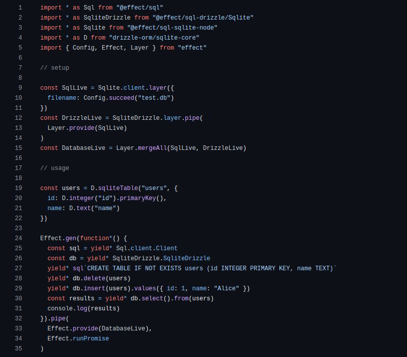 📢 <a href="/EffectTS_/">Effect | TypeScript at Scale</a>  drizzle package as landed!

Go test it!