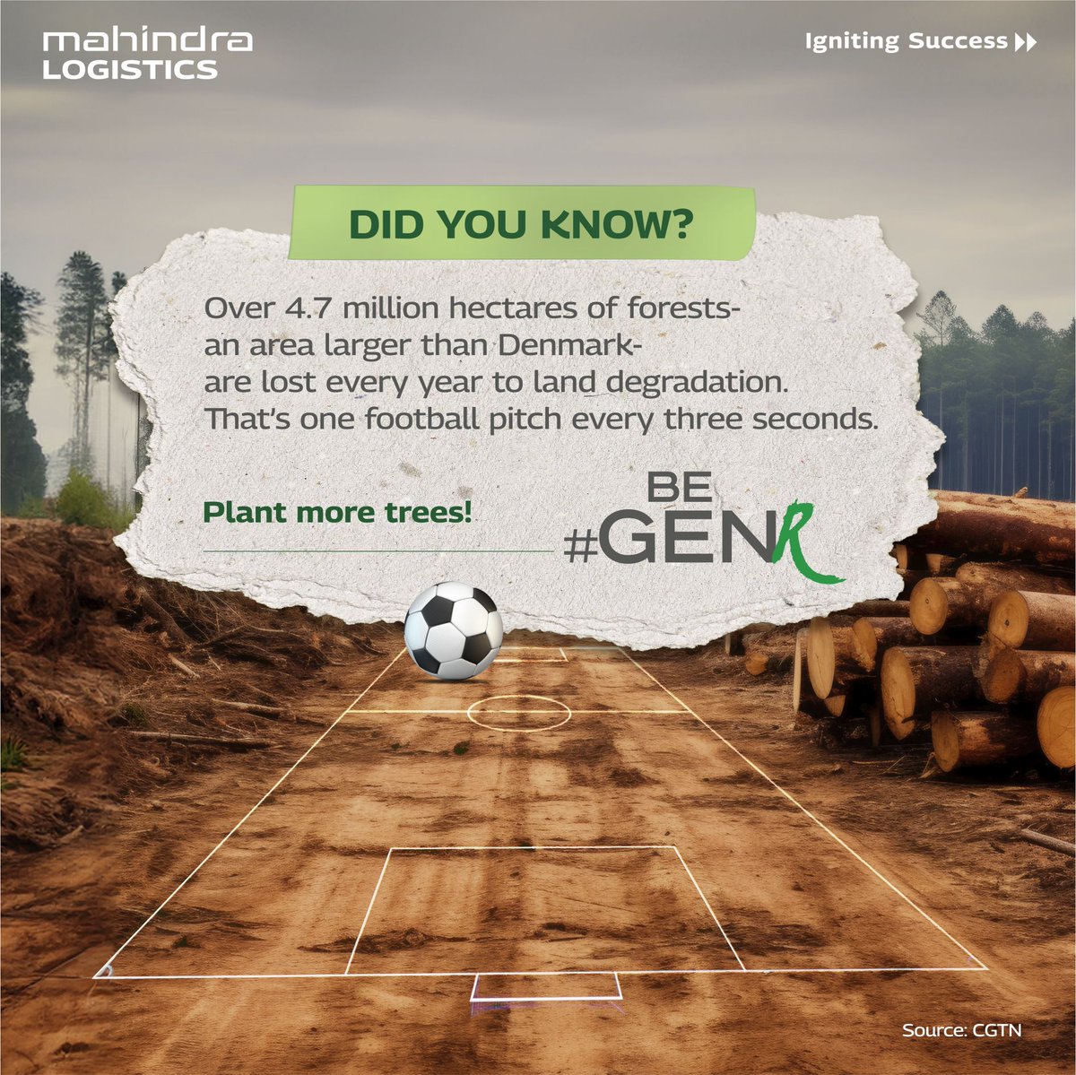 Mahindralog_MLL's tweet photo. Losing our green lungs!
Land degradation is a major threat, but together we can make a difference. Be #GenR and plant trees to support reforestation efforts.
Learn more at: https://t.co/1S1BtQmqMn
#GenerationRestoration #IgnitingSuccess #MahindraLogistics @UNEP @UNinIndia https://t.co/JS1B9IT1ph