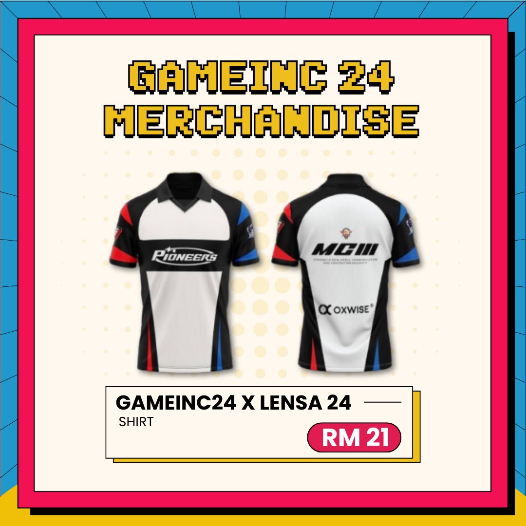 gameinc24's tweet photo. Level up your style with the exclusive GAMEINC24 merchandise pre-order collection! 🎮 Get ready to slay in these epic threads designed for gamers by gamers. DM TO ORDER NOW!

#GAMEINC24
#GAMEINC
#remakeoldschoolgame
#9yearsanniversary
#MC111 #MC112 #masscom
#UiTMKAG  #UiTMLendu https://t.co/yKU3zRYS79
