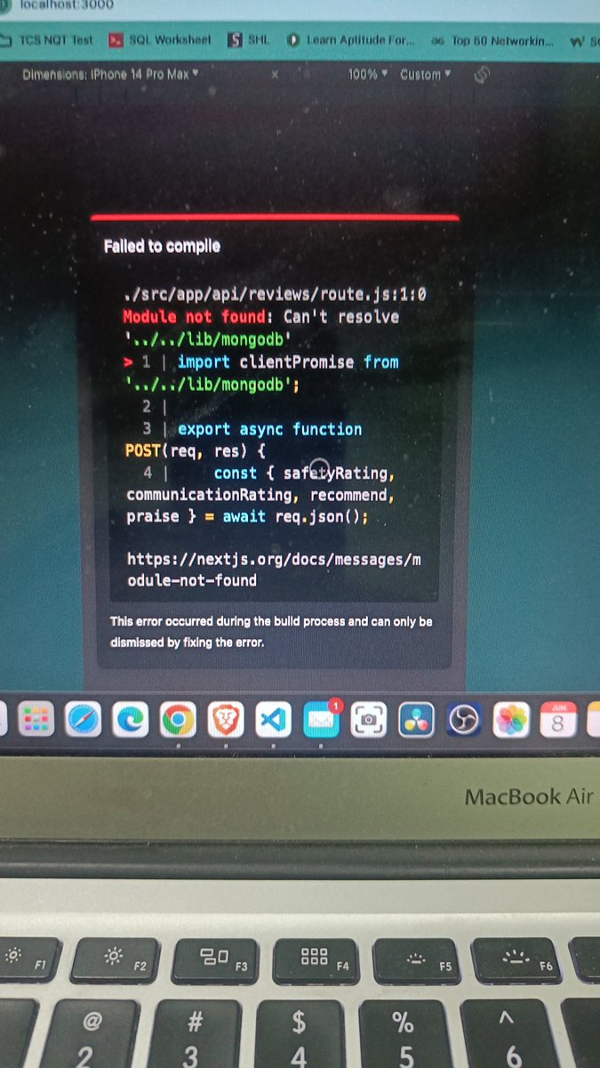 Rahamtullah123's tweet photo. Today update,
When I create a web application on Next.Js. Here is an error faced. But i fixed it via mongodb location../../../lib/mongodb https://t.co/oqKZLsGfeY