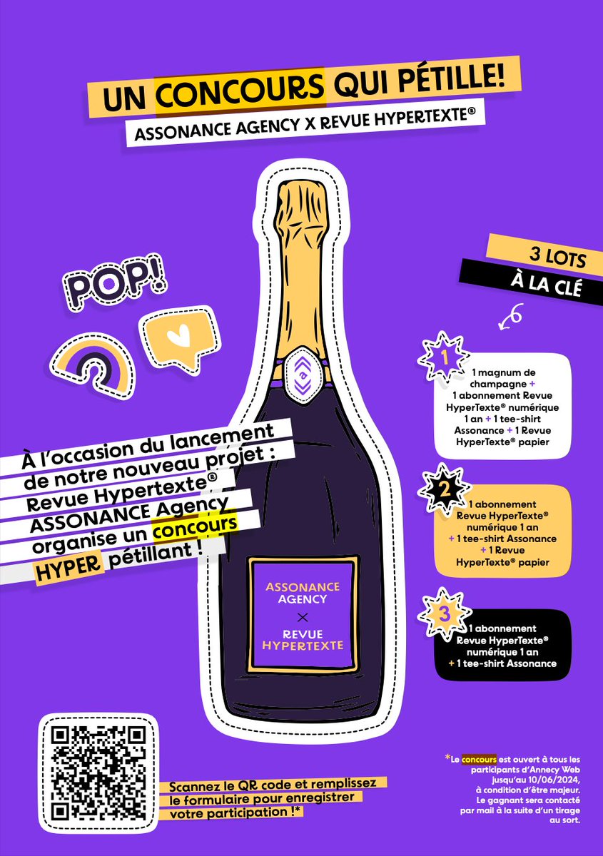 AssonanceAgency's tweet photo. Notre concours @hypertextemag à l'occasion d'@annecy_web se termine lundi soir minuit !
🔗https://t.co/ut8EgggJYk
🎁Il vous reste quelques heures pour participer et espérer gagner un des trois lots !
#annecyweb #annecyweb2024 https://t.co/8NOHEEh9ja