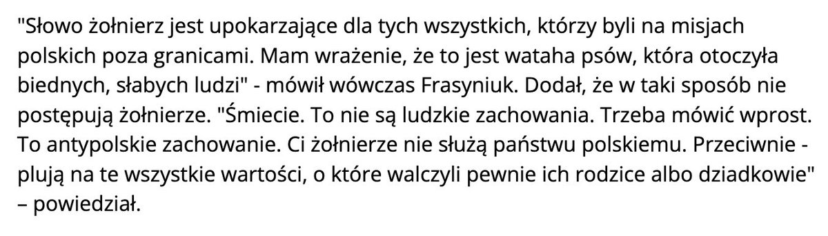 K_Stanowski's tweet photo. Tutaj nitka ze wszystkimi skandalicznymi wypowiedziami na temat żołnierzy, sytuacji na granicy i z dowodami na całkowite niezrozumienie sytuacji.

Ja zaczynam, Władysław Frasyniuk. Czekam na wasze propozycje. https://t.co/IMnWUmoamu