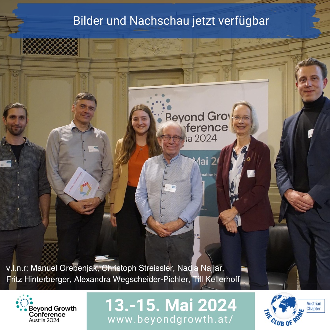 Vielen Dank an alle Beteiligten der Beyond Growth Konferenz, die vom 13. bis 15. Mai in Wien stattfand! 

<a href="/ManuelGrebe/">Manuel Grebenjak</a>, @CStreissler, <a href="/nnadja19/">Nadja Najjar (she/her)</a>, Alexandra Wegscheider-Pichler, <a href="/TKellerhoff/">Till Kellerhoff</a> 

clubofrome.at/nachbericht-zu…
#BeyondGrowth #ClubofRome #Earth4All 🌱