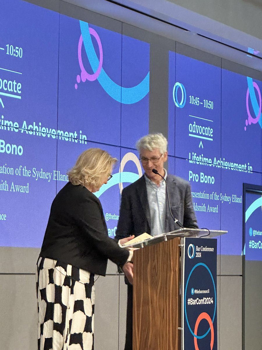 rupert_chapman4's tweet image. Well done to Chris Naish on receiving the Sydney Elland Goldsmith Award for lifetime achievement in Pro Bono from the Lady Chief Justice #barconference #Exeter @MagdalenLawyers
