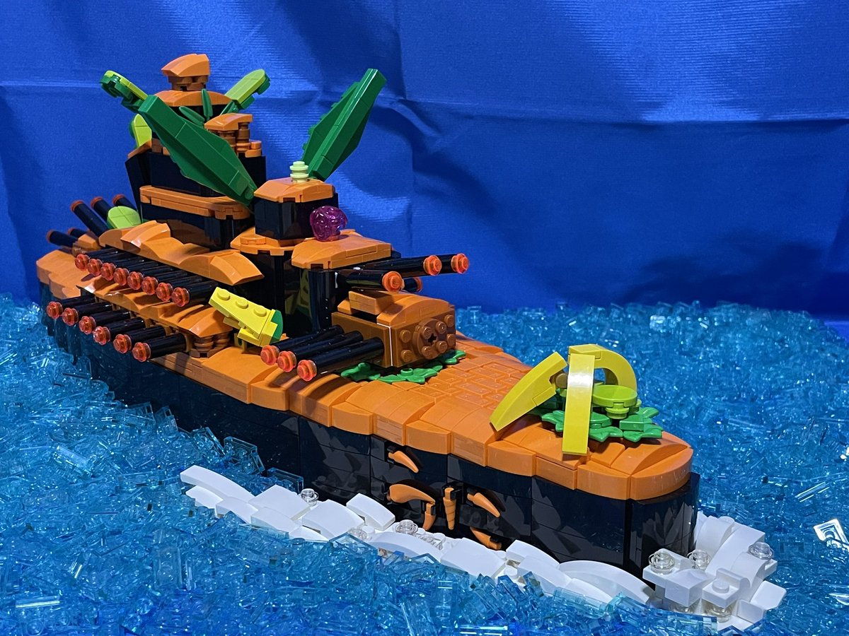 drpeisan's tweet photo. 遊戯王カードの【超弩級軍貫-うに型二番艦】をLEGOで再現してみました！🍣

お気に入りのカードなので作れて嬉しいです。
ちなみにマスターデュエルの召喚ムービーがとても参考になりました！
#LEGO #遊戯王 #遊戯王マスターデュエル https://t.co/iufDI6SjNl