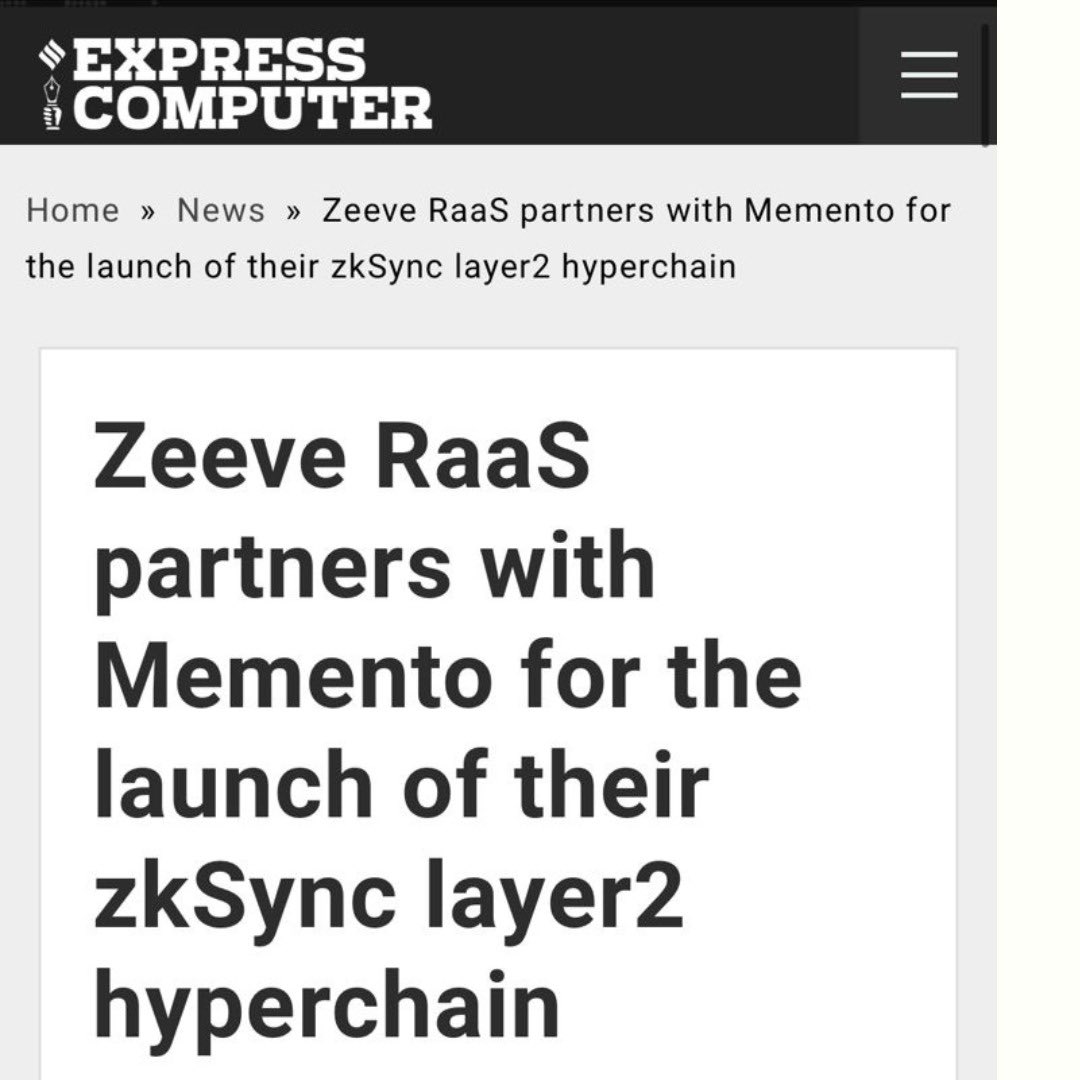 ConfianceComm's tweet photo. Zeeve RaaS and Memento unite to unveil the ZkSync L2 Hyperchain, revolutionizing institutional finance within Zeeve's ecosystem. 
@0xZeeve @YourStoryCo @AlexaBlockchain @Cryptoreporter3 https://t.co/PLjDS1lWfa