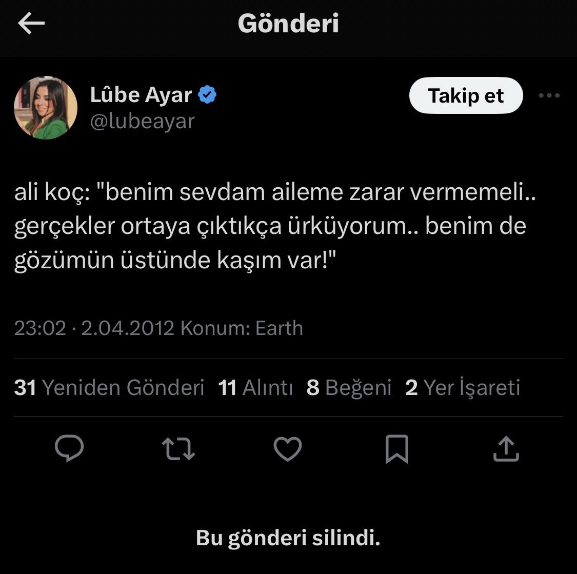 HonoreDeBerke's tweet photo. hayırdır neden sildin mclube https://t.co/0IUcHKT1Hb