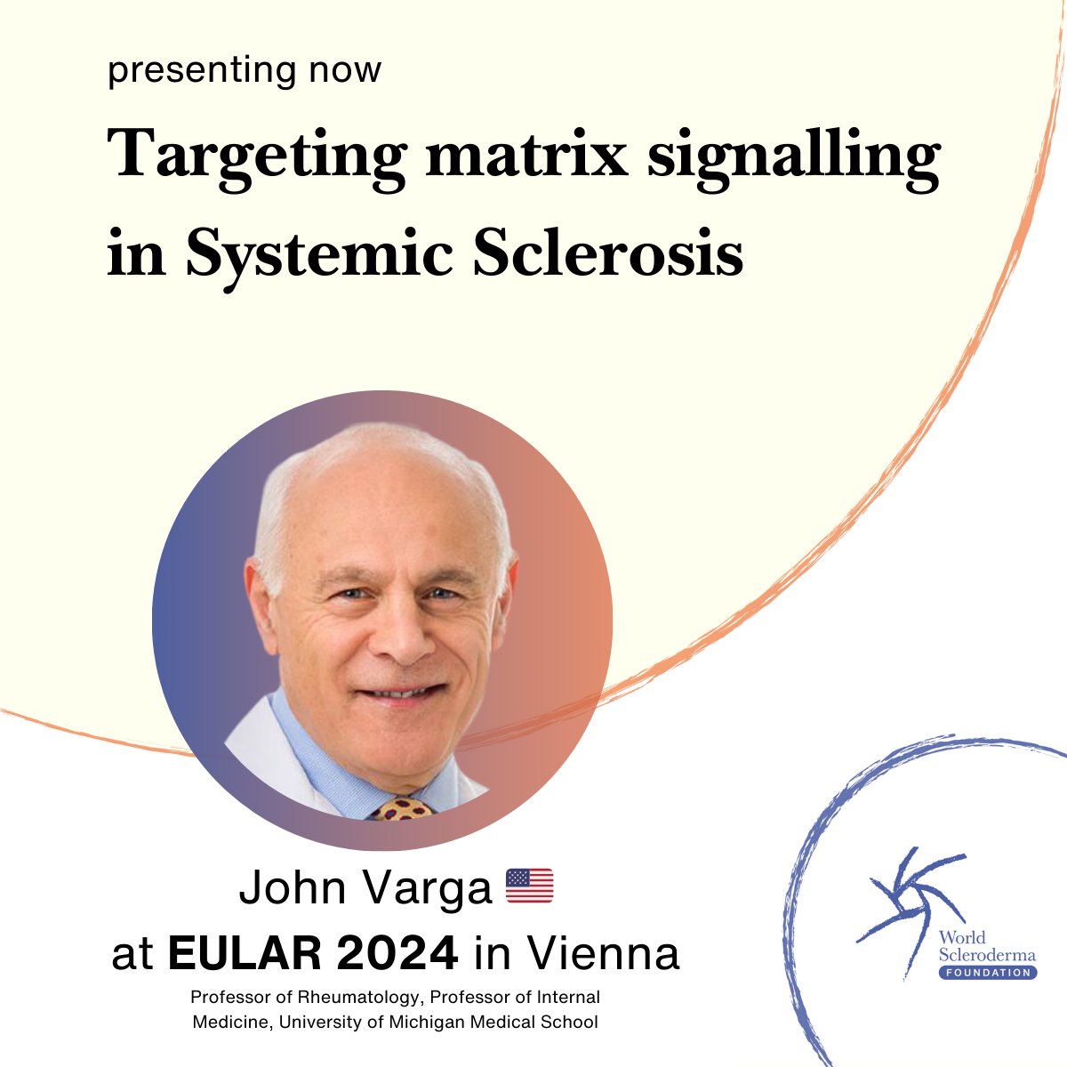 Worldsclerofnd's tweet photo. Spotlight on John Varga ๐บ๐ธ at #EULAR2024 in Vienna during the session "Unravelling the Extracellular Matrix". ๐งฌ
#EULAR2024 #Vienna #Scleroderma #WorldSclerodermaFoundation #SystemicSclerosis #ExtracellularMatrix https://t.co/rGntVagpuQ