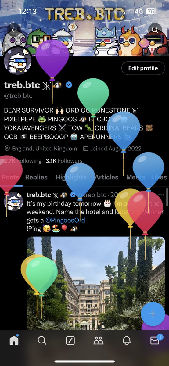 treb_btc's tweet photo. Having a wonderful birthday today in #Montecarlo @TheRoaringKitty has his birthday today too. Gimme a follow fellow birthday hommie and Iโll send you a @PingoosOrd gift ๐ #GMEonETH #Pingoos !Ping ๐ง๐๐ https://t.co/pJadFvFwjW