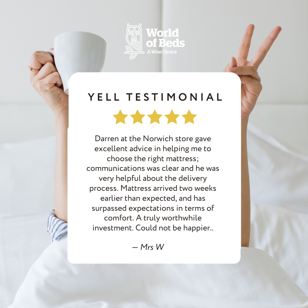 Here’s another wonderful review from a satisfied customer! At World Of Beds, we're passionate about providing the best for our customers.

#customersatisfaction #WorldOfBeds #happycustomer #furniture #bed #bedroom #bedroomdecor #furniture #homedecor #interiordesign #sleep #des...