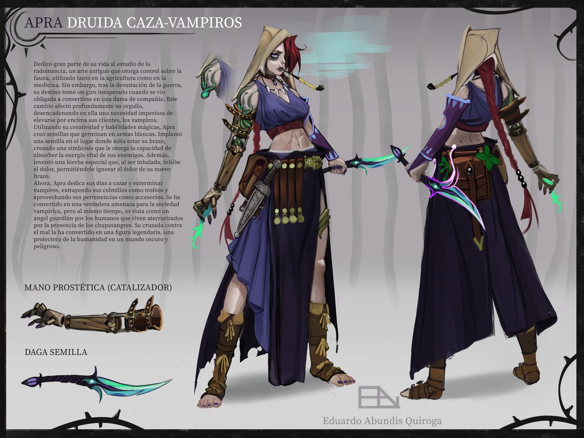 un concept art de mi OC, que terminó siendo un proyecto final #csp #art #fantasy #turnaround #conceptart #design #fypシ゚