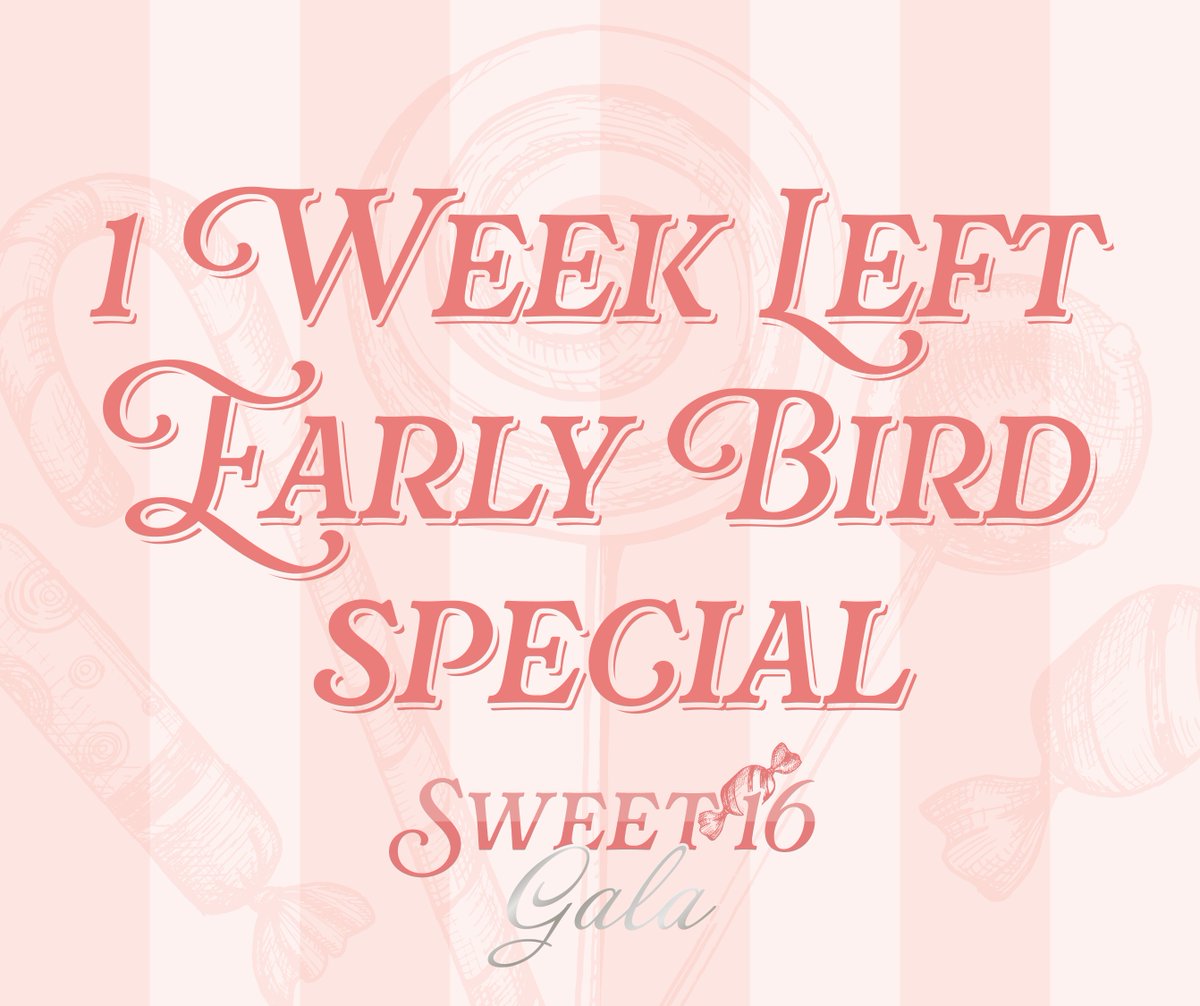 apreciouschild's tweet photo. You can still secure your Early Bird Special for our Sweet 16 Gala for just one more week! Satisfy your sweet tooth with a night of impact, games, auctions and more! 🍭 

Visit https://t.co/V7DQSywCNe to secure this limited-time offer today! https://t.co/xCxGAzjNNS