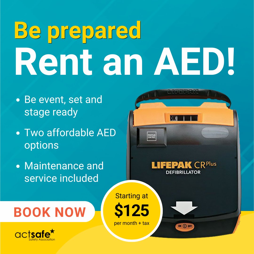 Be prepared with Actsafe’s Automated External Defibrillator (AED) Program today!

Learn more and rent now: actsafe.ca/aed-program/ 
⁠
#Actsafe #MotionPicture #LiveEvent #PerformingArts #AED