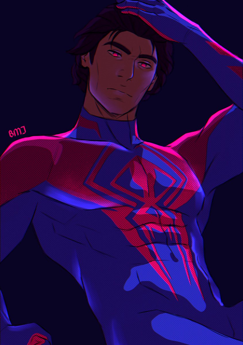 BMJ_arts's tweet photo. redrew my first miguel fanart for atsv 1 year anniversary (and pride month) wooohhh 🎉

#miguelohara #spiderman2099 https://t.co/h20NMWRKua