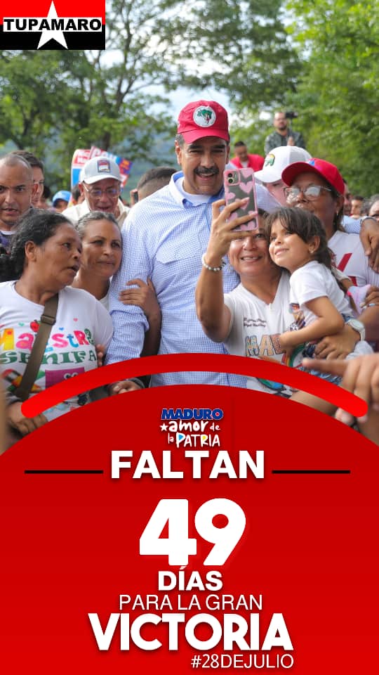 ¡FALTAN 49 DIAS!

Para la Gran Victoria Popular del próximo #28julio. 

<a href="/NicolasMaduro/">Nicolás Maduro</a>

#SiVaNico
#LaEsperanzaEstáEnLaCalle