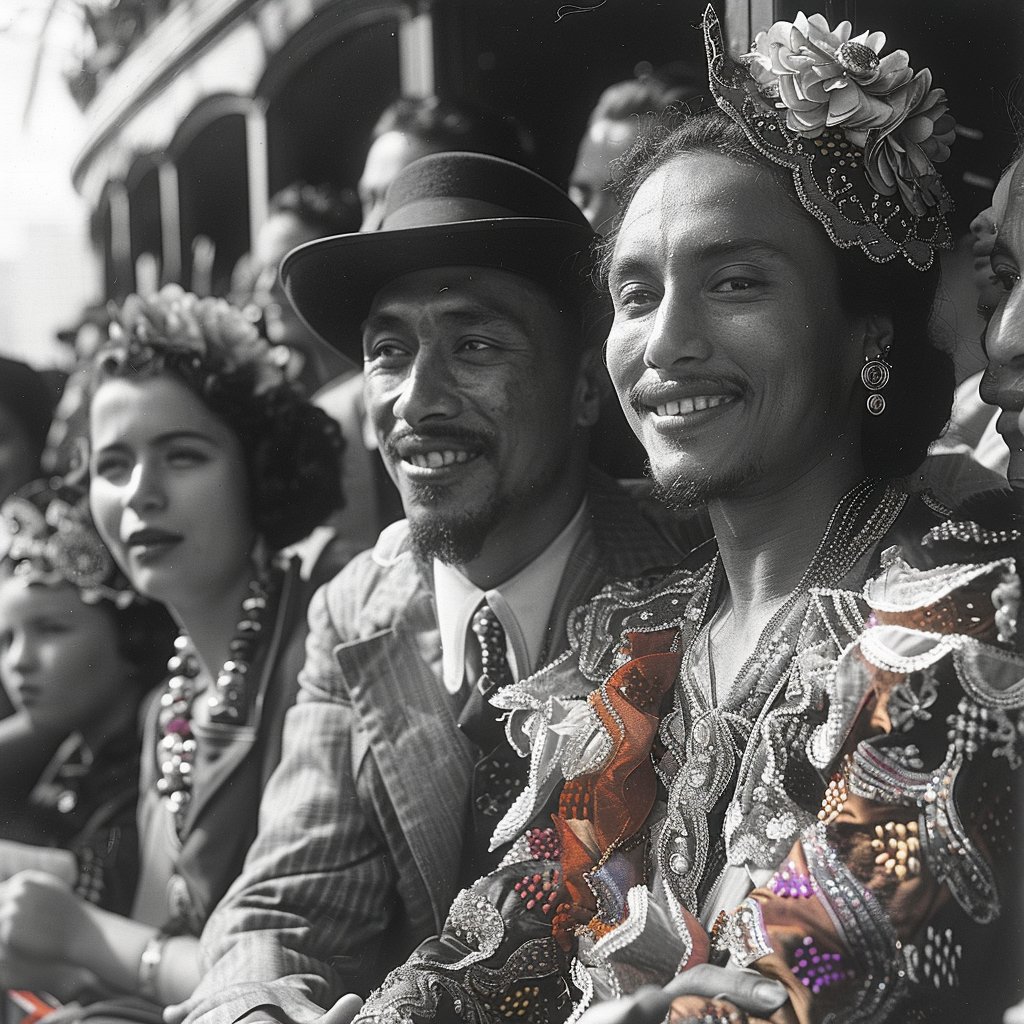 socworkpodcast's tweet photo. My #SocialWorkAiArt version of @pattylcsw's "celebrating pride" imagined if Pride happened in the 1920s, 1950s, 1970s, & future. Read the Alt text for my "futures" vision of these alternate pasts (and future). #SWFutures #SWTech @igraywill @JimmySW @PagingDrJama @alicitadelfina https://t.co/JvZJUMKOMx