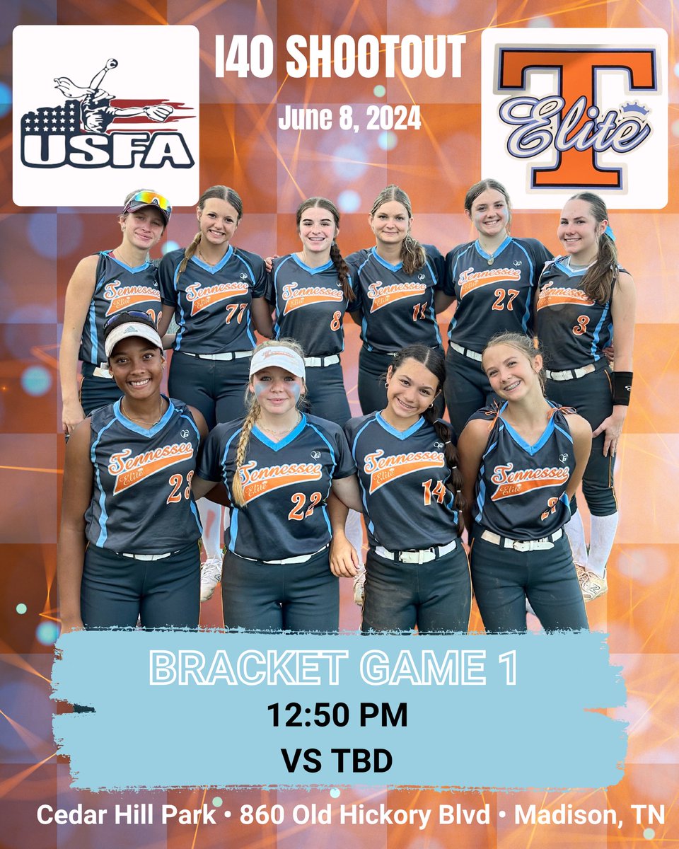 8-3 WIN in pool play over Nemesis Black / next up Bracket play at 1250. Opponent TBD - let’s go ladies!! 👏👏👏🧡🩵🧡🩵 #proudtobeElite