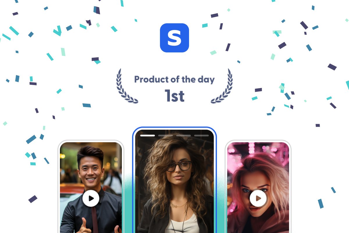 igortomko's tweet photo. We took 1st place in the product of the day 🎉

Thank you all! 😍 Without you and your support this would not have happened!

#storeezapp #buildinpublic #webstories #webstorytelling #digitalmarketing https://t.co/QWLlc41XAz