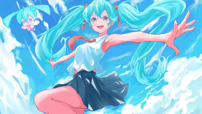 ボカロP Co-ichi さまの楽曲未完成/初音ミクにてミクさん描かせて頂きました!ぜひ聴いてください。#初音ミク 