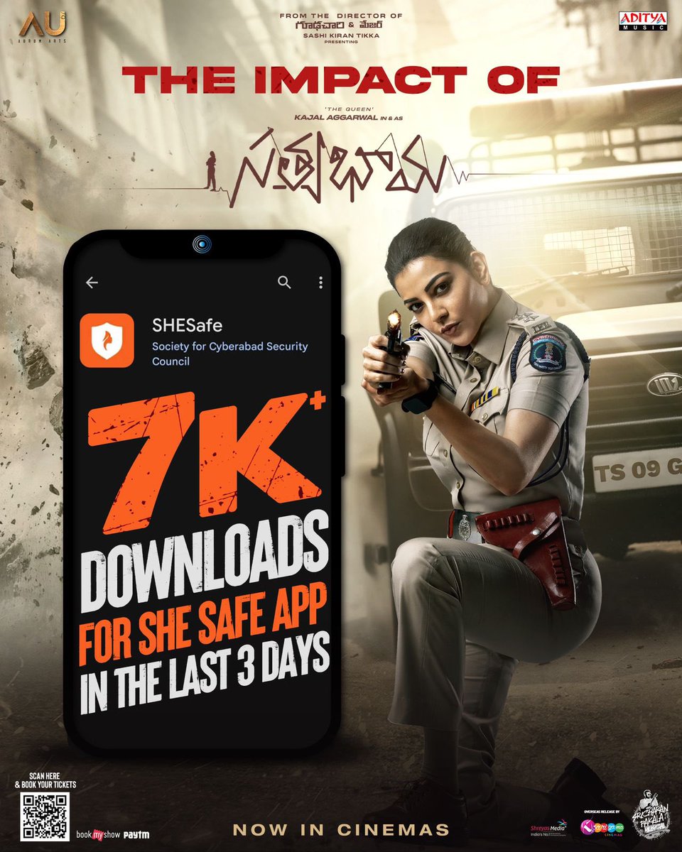GetsCinema's tweet photo. PROUD MOMENT For #KajalAggarwal’s - #SatyaBhama Team 😳😳😳💥💥💥

#SheSafe App Download growth ✅ https://t.co/rqq5iJnlHd