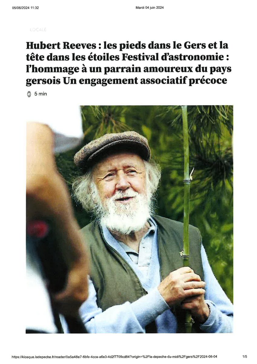 Hubert, notre parrain et inspirateur sera toujours présent dans nos têtes et dans nos coeurs lors du prochain Festival (le 34ème) que nous lui dédions tout particulièrement. La Dépêche lui consacre un bel article paru Mardi denier ! Merci à Marc et Benjamin pour cet article