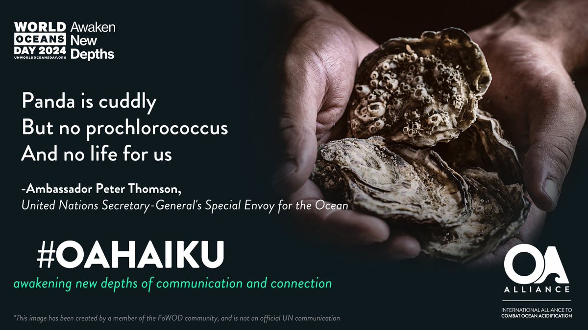 OA_Alliance's tweet photo. ✍️ 🌊 #OAHaiku by Ambassador Peter Thomson, United Nations Secretary-General's Special Envoy for the Ocean:

Panda is cuddly
But no prochlorococcus
And no life for us

#UNWorldOceansDay2024 #WorldOceansDay #OceanAcidification #ClimateOceanAction https://t.co/J36nydKJTX