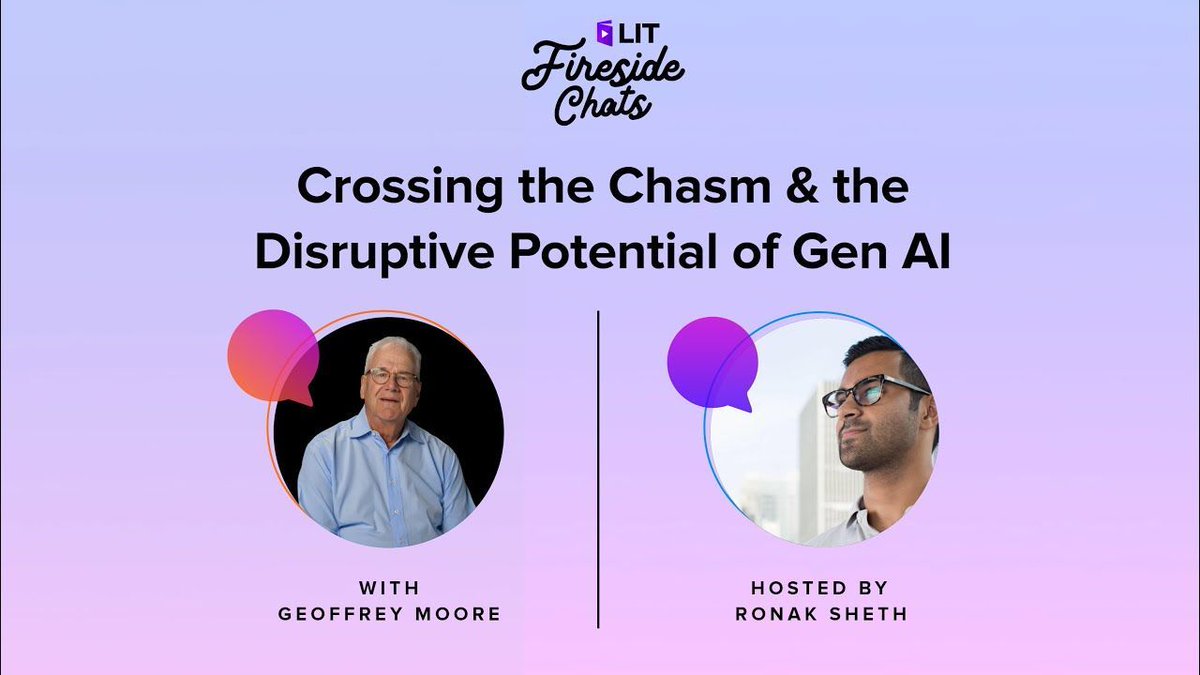 Geoffrey Moore (@geoffreyamoore) on Twitter photo If you missed my recent Fireside Chat with <a href="/LITVideobooks/">LIT Videobooks</a> CEO <a href="/ronakbsheth/">Ronak Sheth 🔥</a>, where we discussed the disruptive potential of Generative #AI in business, here is the recording. Watch now to understand why this tech is becoming critical: youtu.be/zIkMZfKm82Q?si…
#innovation #GenAI If you missed my recent Fireside Chat with <a href="/LITVideobooks/">LIT Videobooks</a> CEO <a href="/ronakbsheth/">Ronak Sheth 🔥</a>, where we discussed the disruptive potential of Generative #AI in business, here is the recording. Watch now to understand why this tech is becoming critical: youtu.be/zIkMZfKm82Q?si…
#innovation #GenAI