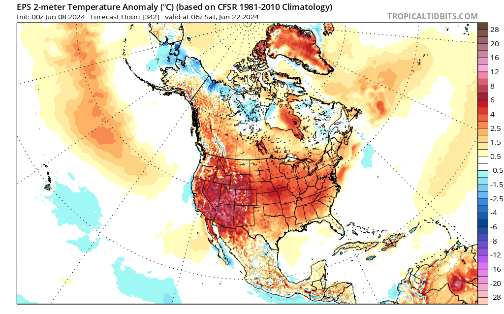 Here we go again...

Keeping an eye on a major heatwave that could strike the Southwest U.S. during the week beginning June 20th. 

Ocean temperatures are at all-time record highs. This is not going to be a forgiving summer.