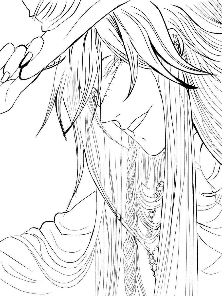 今日黒執事でアンダーテイカーさん出ましたねっ!!記念に線画をアップ