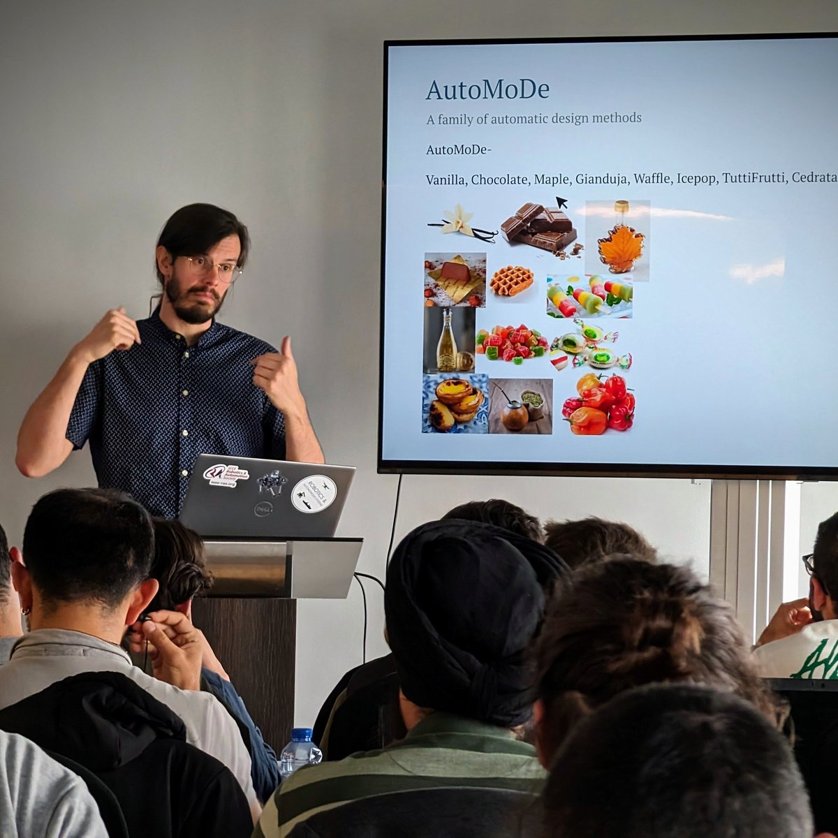 dgarzonramos's tweet image. Exciting #swarm #robotics day at the 2024 ACM Summer School on Software Engineering for Robotics! 

w/ @MarcoDorigo_ULB, @mbirattari, @Ken_n7, @darko_bozinoski.

Happy to talk about modular design, and to challenge the attendees in designing the best swarms! 😁🏆

🧑‍💻👩‍💻📊 🤖🤖🤖🤖