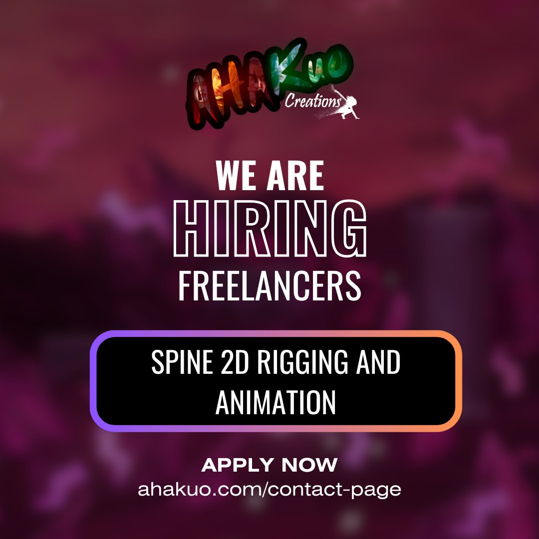 AHAKuoCreations's tweet photo. Looking for a talented Spine2D Animator and Rigging Artist for Freelancing term position. 

Bring your skills to our team! 🎨👨‍🎨 

#Spine2D #AnimationJobs #RiggingArtist #FreelanceOpportunity

Apply here: https://t.co/6b73O1sZsM https://t.co/IeqTS1QhP4